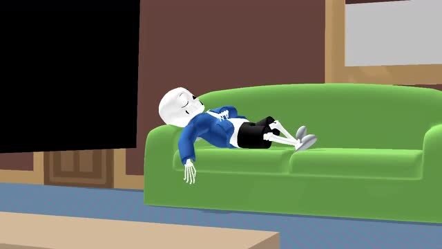 传说之下:帕派瑞斯竟然把躺在沙发上睡觉的sans一脚踢醒了