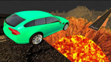汽车加足马力能飞跃熔岩断桥吗？3D动画模拟，过程太刺激了！