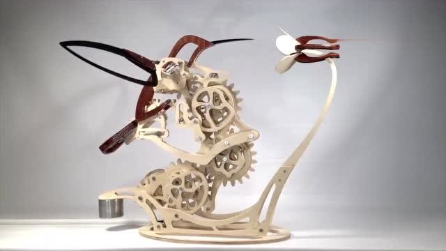 用机械齿轮制作的鸟模型一般人看得懂原理也做不出来