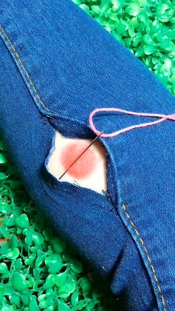 裤子破了这样缝补一点也看不出动手脚比新买的都好看