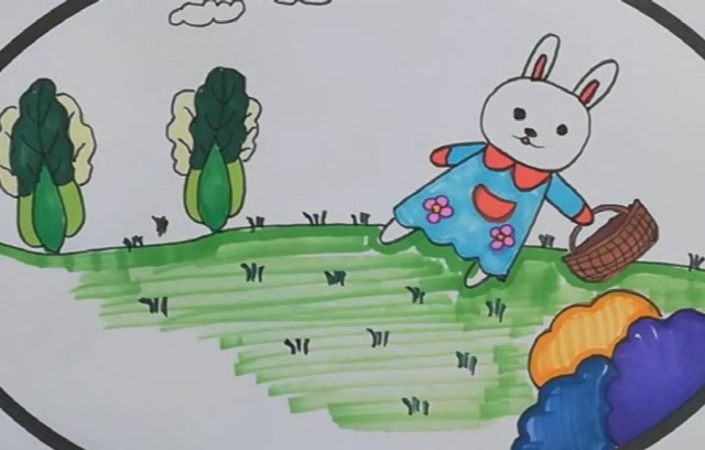 生活窍门# #萌娃# 简笔画,小兔子捡白菜,简单易学.