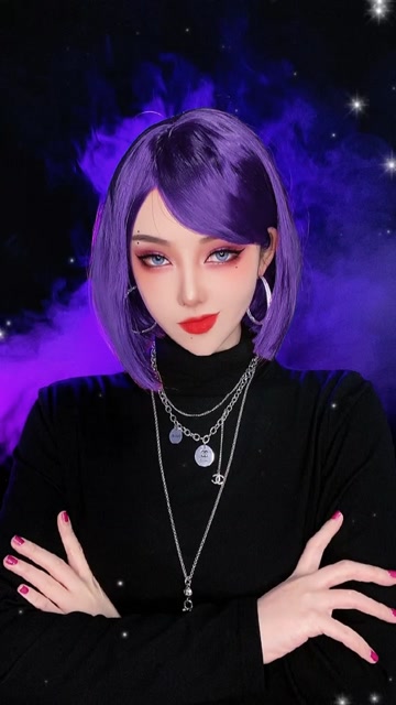 也没什么才艺表演一个歪嘴杀吧拽姐多邻国紫毛拽姐画中人仿妆