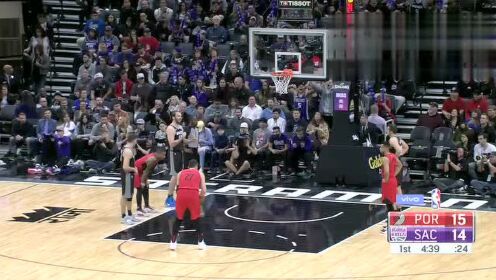 《NBA全场回放》【回放】开拓者vs国王第1节 希尔德狂飙三分弹无虚发