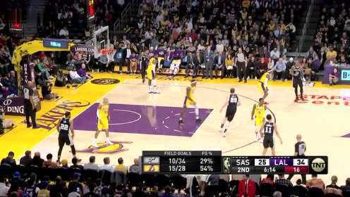 《NBA全场回放》【原声回放】马刺vs湖人第2节 德罗赞压哨抛投读秒命中