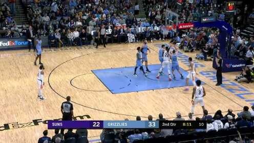 《NBA全场回放》【原声回放】太阳vs灰熊第2节 乌布雷压哨三分技惊四座