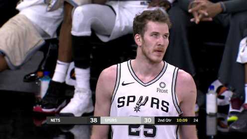 《NBA全场回放》【原声回放】篮网vs马刺第2节 普林斯漂移滑翔空接暴扣