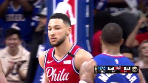 《NBA全场回放》【原声回放】快船vs76人第3节 莱昂纳德短距离冲刺翱翔战斧劈扣