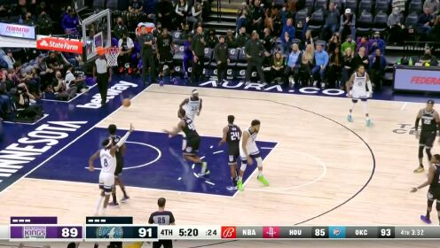 《NBA全场集锦》对飚时刻 爱德华兹过掉福克斯关键三分命中