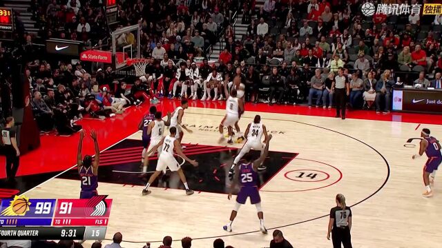 NBA：太阳轻取开拓者 杜兰特16分艾顿仅7+6
