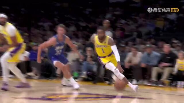 来自后卫的劲爆隔扣！拉塞尔全力加速起跳送班凯罗上背景板