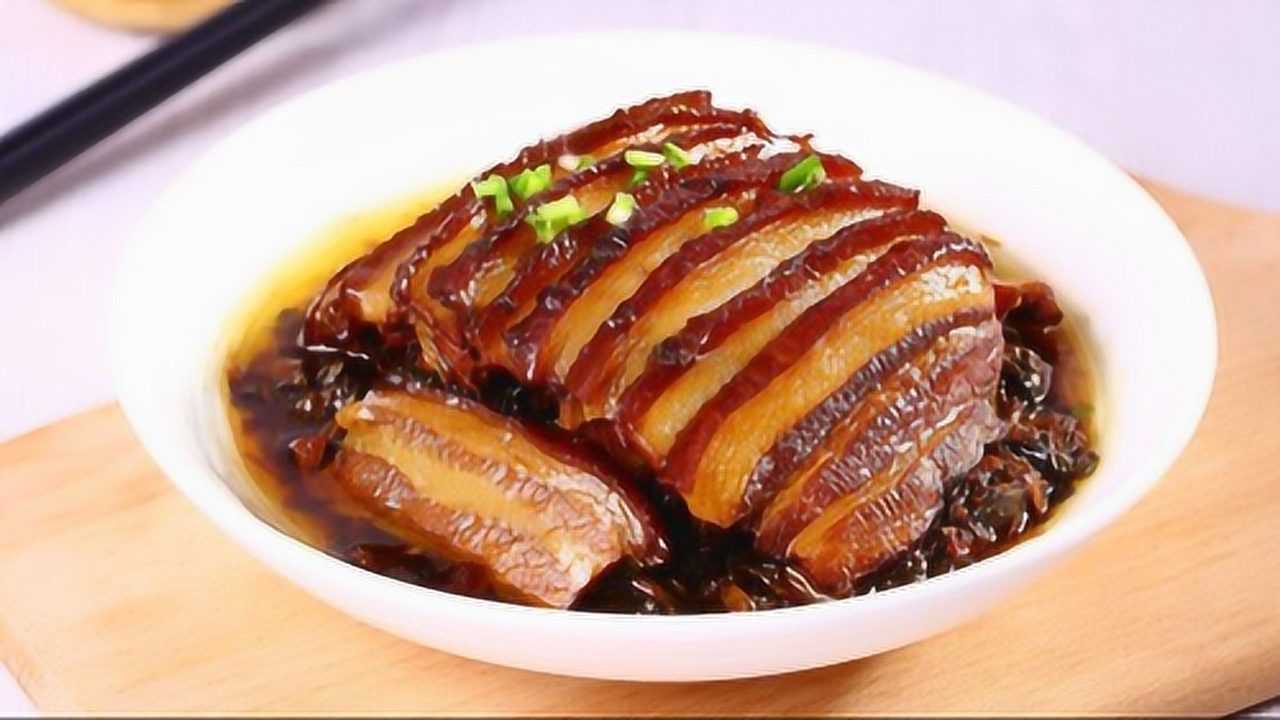 美食直播,梅干菜扣肉按这个步骤做,太好吃