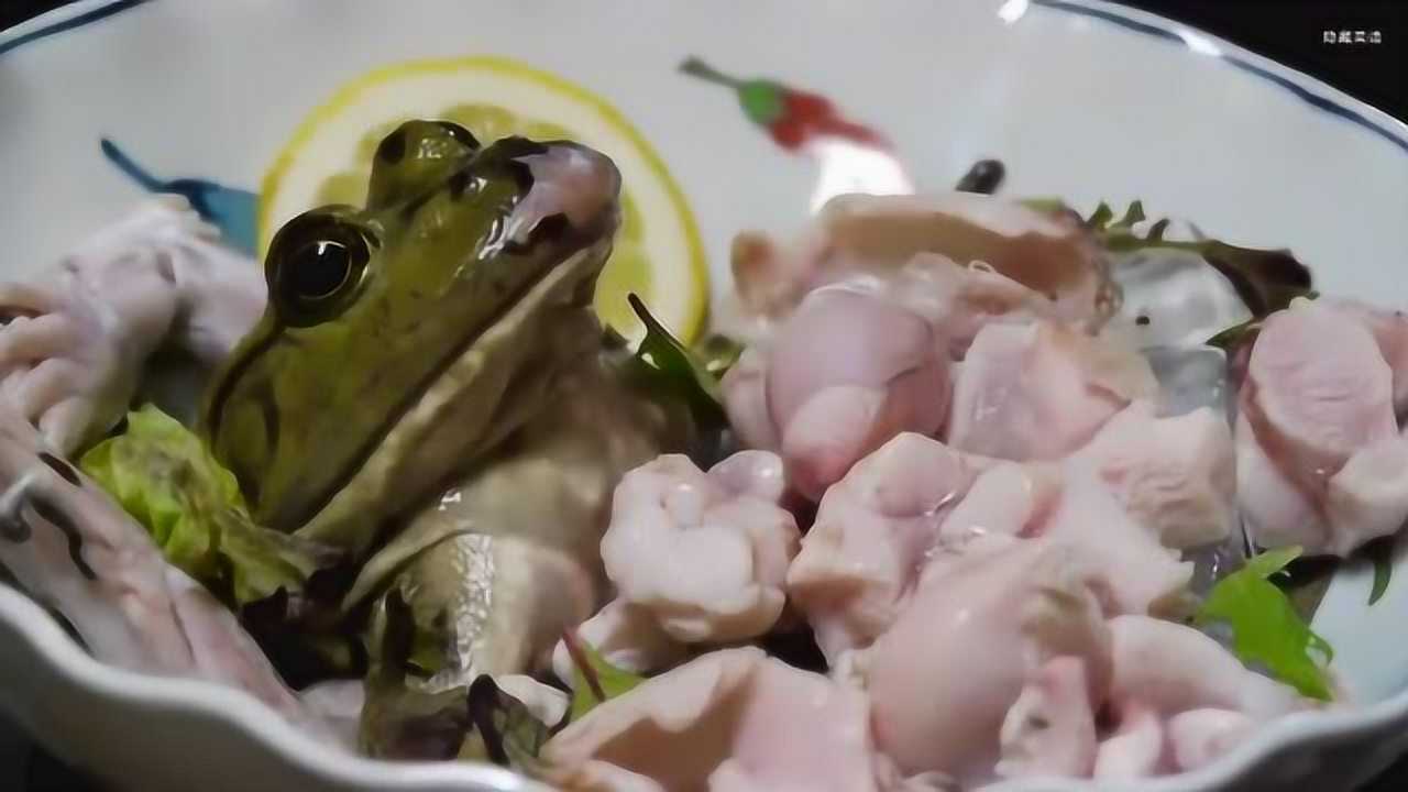 日本料理生吃牛蛙还吃的津津有味