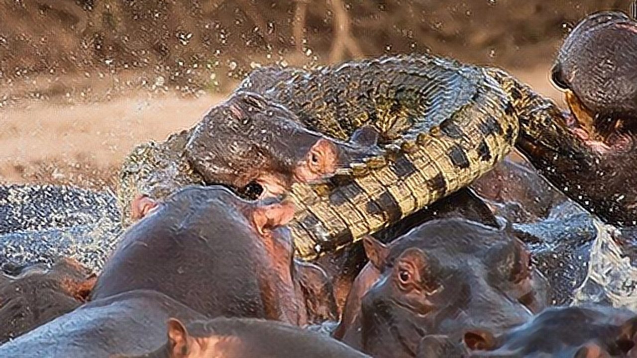 河马群发生踩踏事故小河马被活活踩死