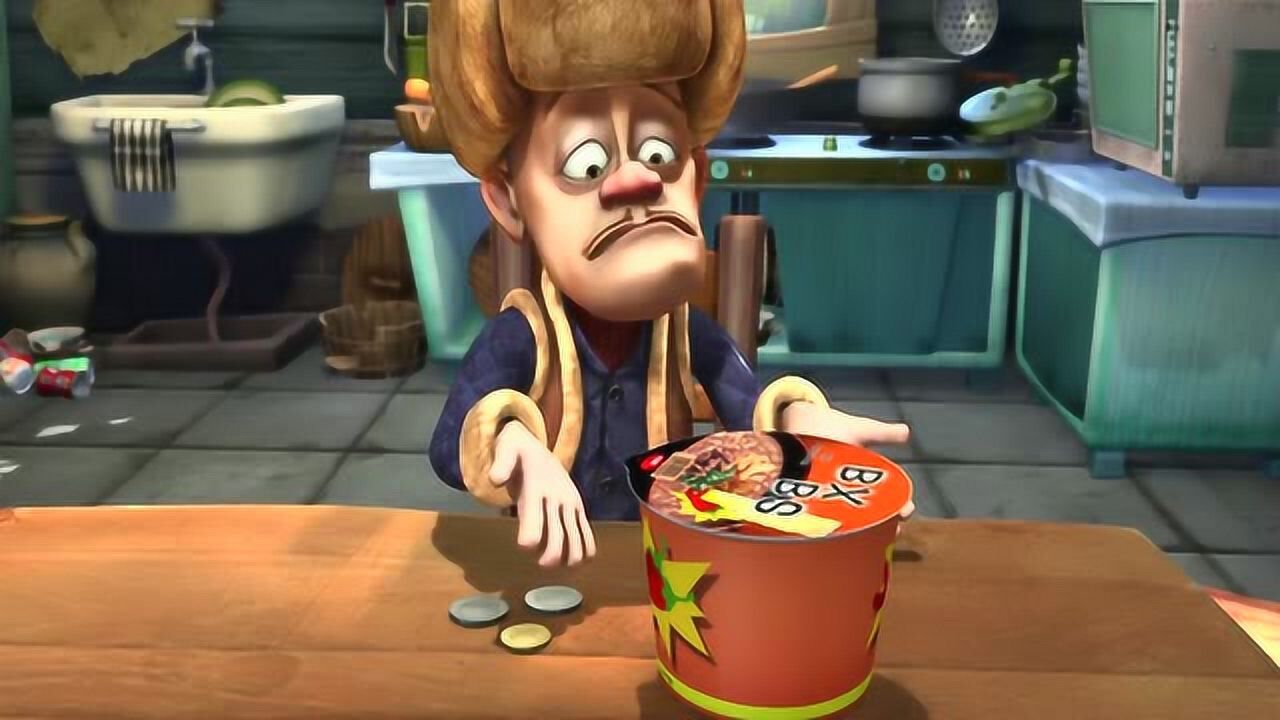 熊出没光头强穷的在家吃泡面泡面的牌子没见过