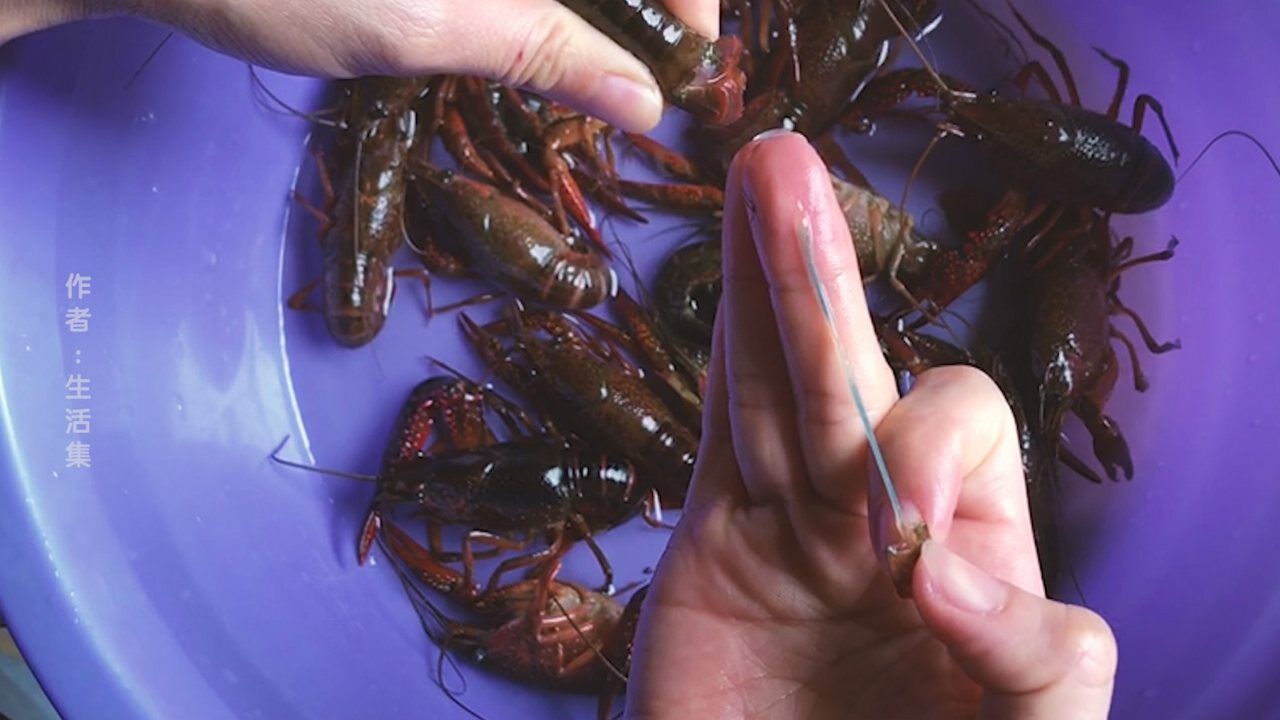 原来小龙虾去虾线这么简单,不用任何的工具,一拉就出