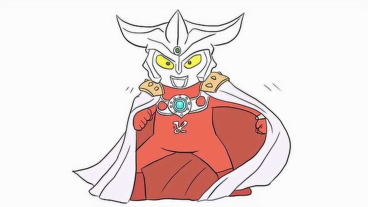 穿着帅气斗篷的雷欧奥特曼儿童卡通简笔画