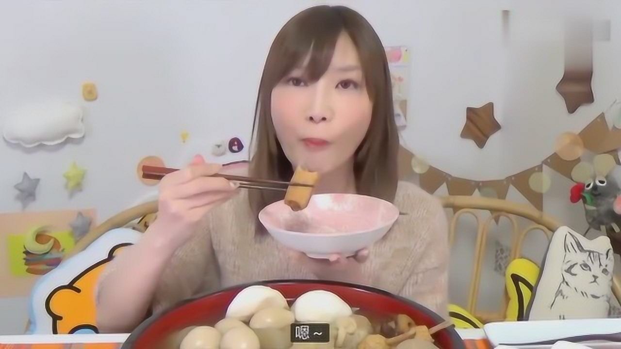 大胃王木下一顿狂吃一大盆关东煮,看着好恶心