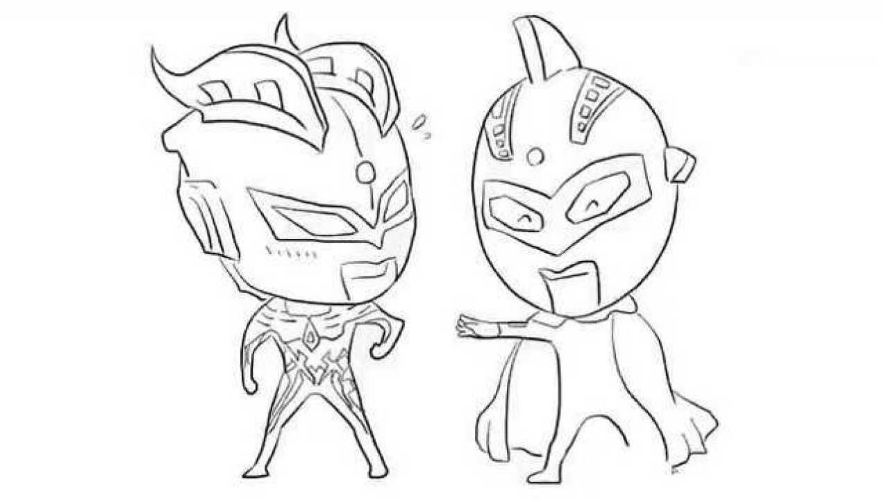 可爱的赛罗奥特曼与赛文奥特曼儿童卡通简笔画