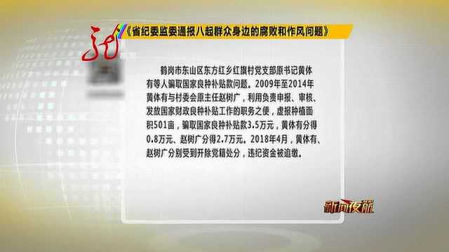 省纪委监委通报八起群众身边的腐败和作风问题