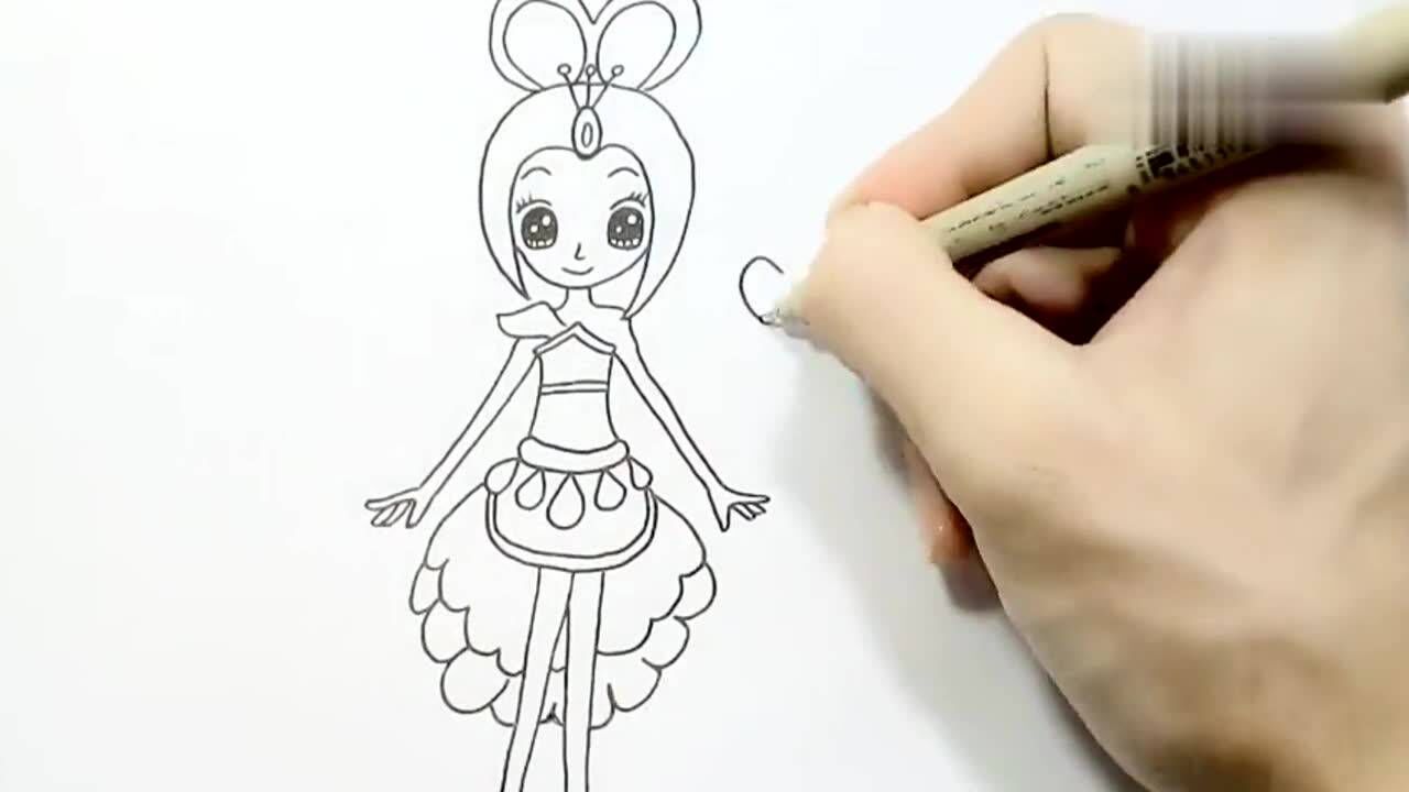 儿童简笔画教程视频之人物篇叶罗丽的蓝孔雀关键画法简单漂亮