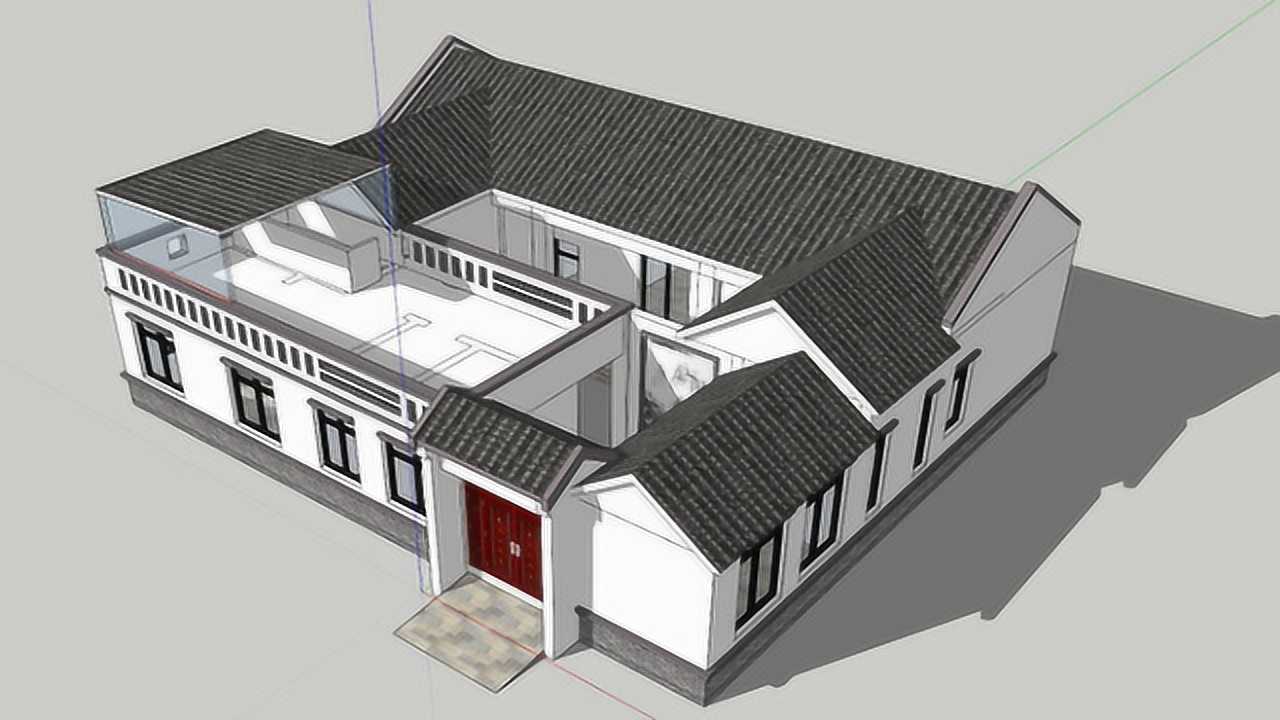 16x14米中式四合院,4室2厅大庭院,这才是中国农村盖建的房子!