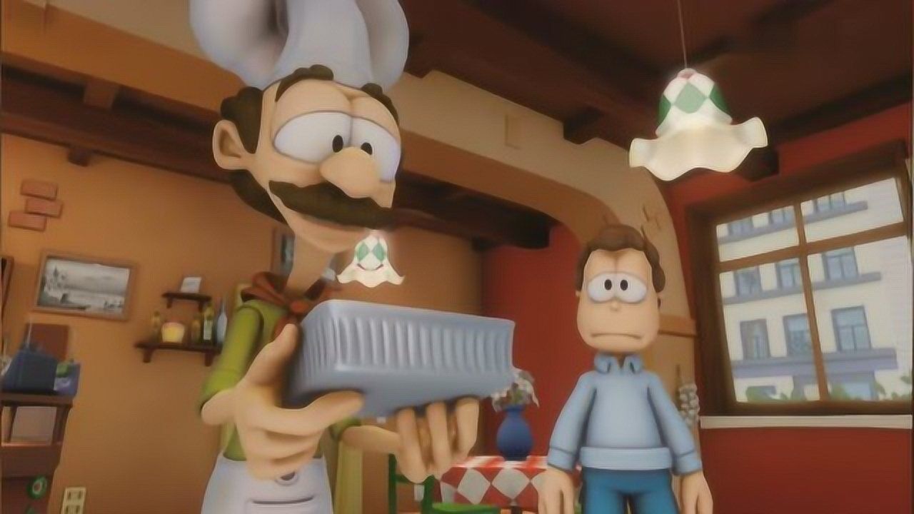 加菲猫:餐厅老板拿出了一盒千层面,这是他分手之前就做好的