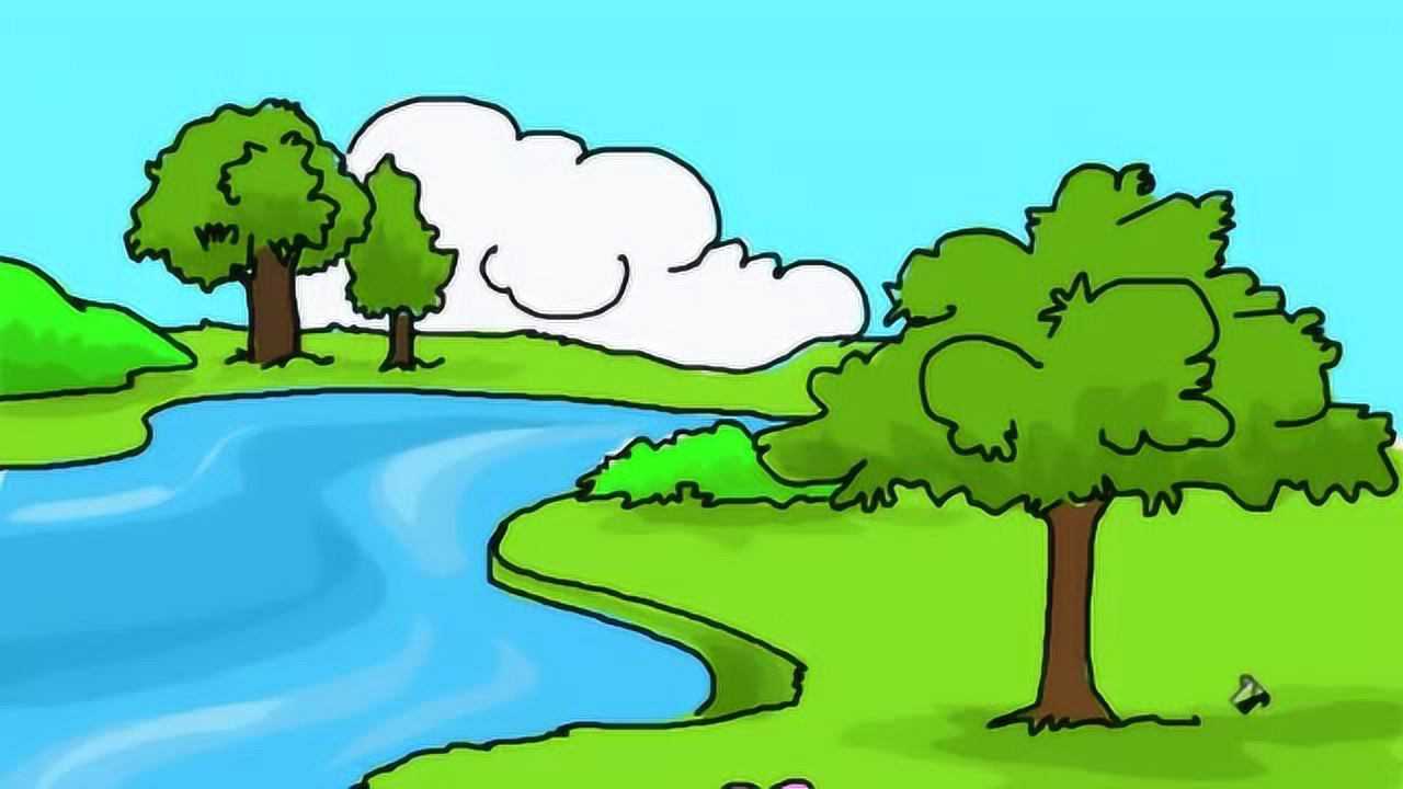 儿童简笔画精选-自然风景小河的绘画教程