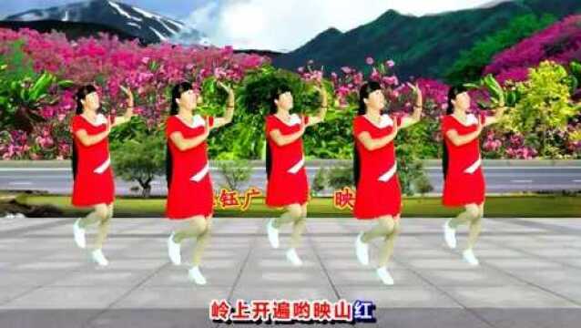 怀旧老歌广场舞《映山红》经典红歌,32步附教学