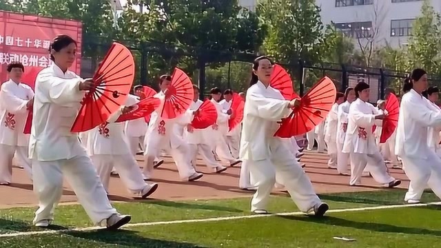 中国功夫太极扇,场面宏大,气势磅礴,完整统一,精彩绝伦