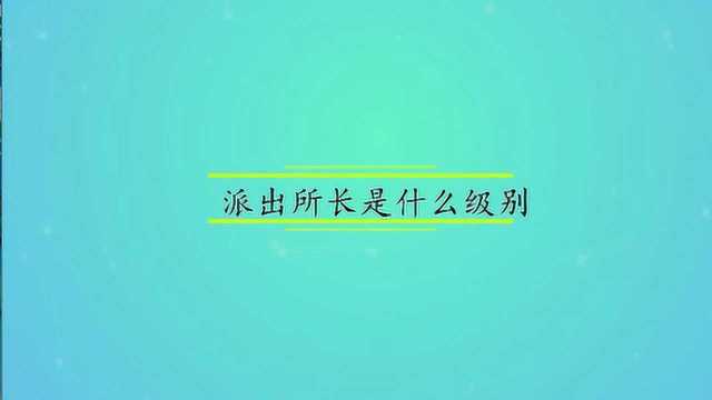 派出所长是什么级别