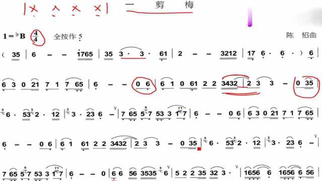 音乐简谱教程!四四拍歌曲《一剪梅》体会节奏感,稍微有点难