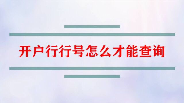 开户行行号怎么才能查询?