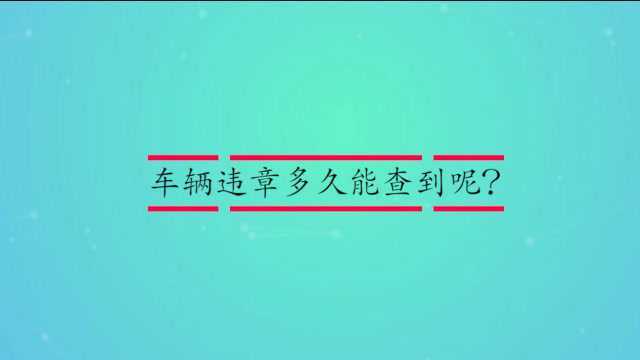 车辆违章多久能查到呢?