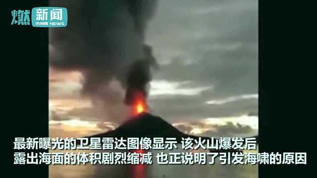 印尼火山爆发前后卫星图曝光,崩塌面积相当于90个球场