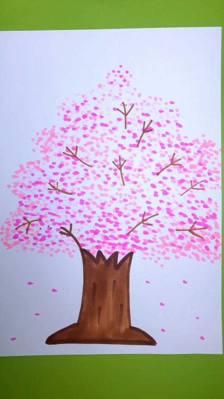 简单画樱花树