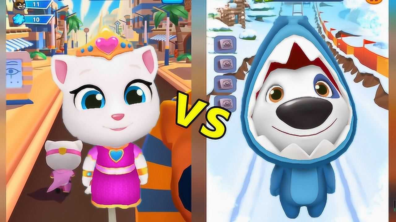 汤姆猫英雄跑酷游戏 英雄安吉拉vs鲨鱼汉克狗_腾讯视频