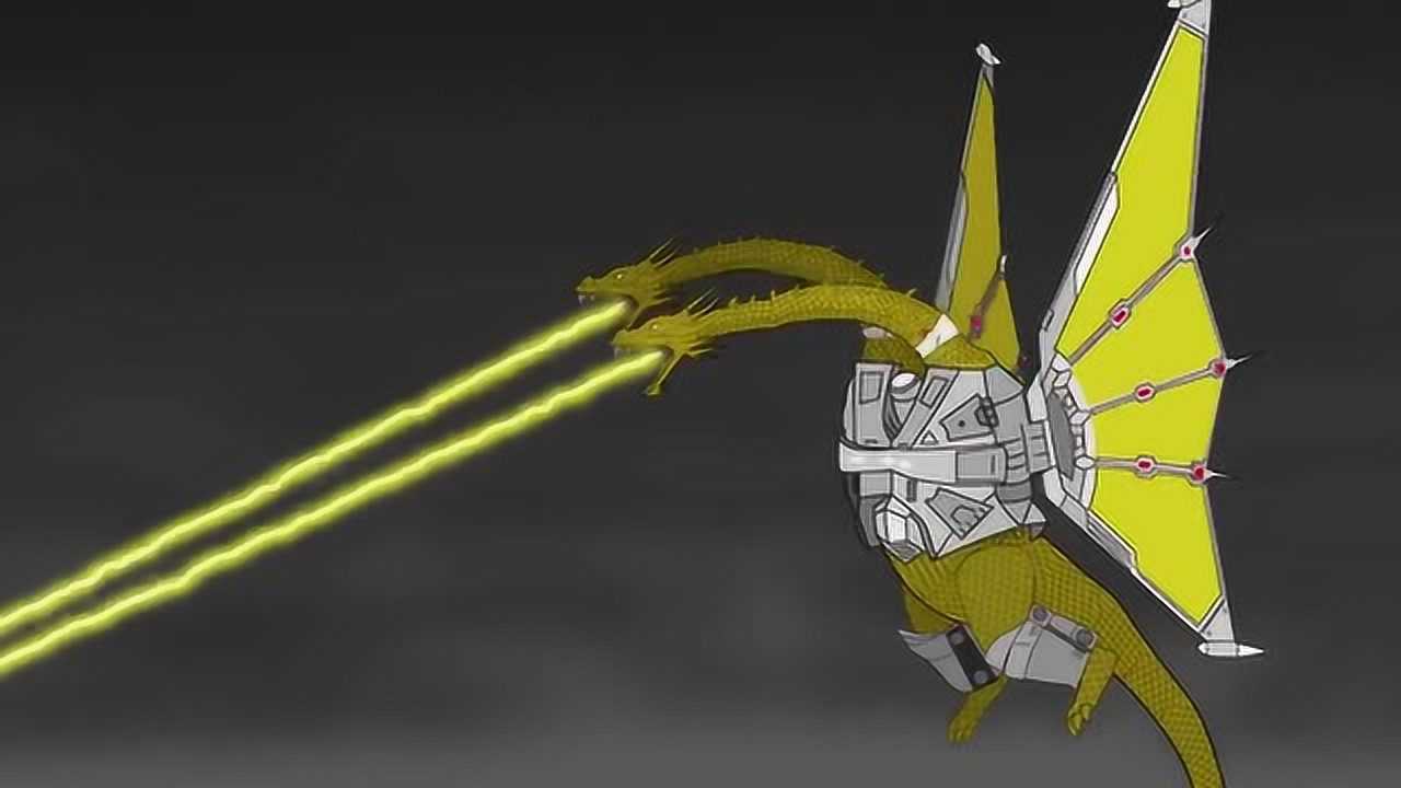 怪兽恐龙王国:三头黄金龙被哥斯拉弄断了一个头了,好可怜呀