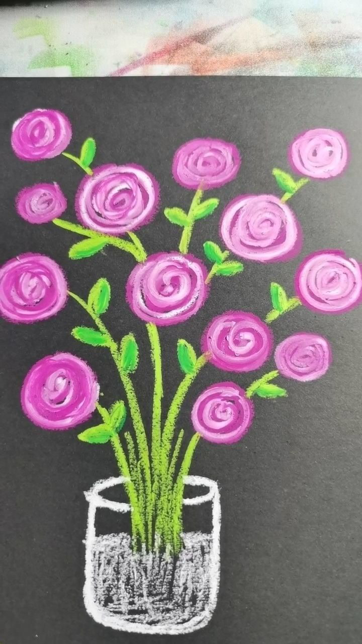 蜡笔画花