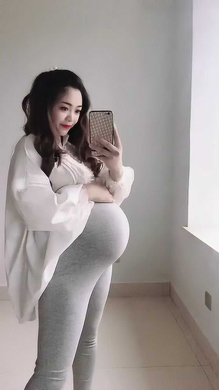 9个月的美女孕妇，肚子这么大竟说是一胎，莫不是骗我的吧_高清