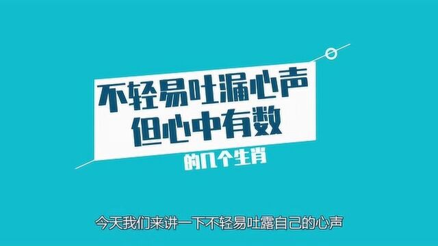 不喜欢在人前吐露心声,喜欢默默做事,凡事心中有数的几个生肖