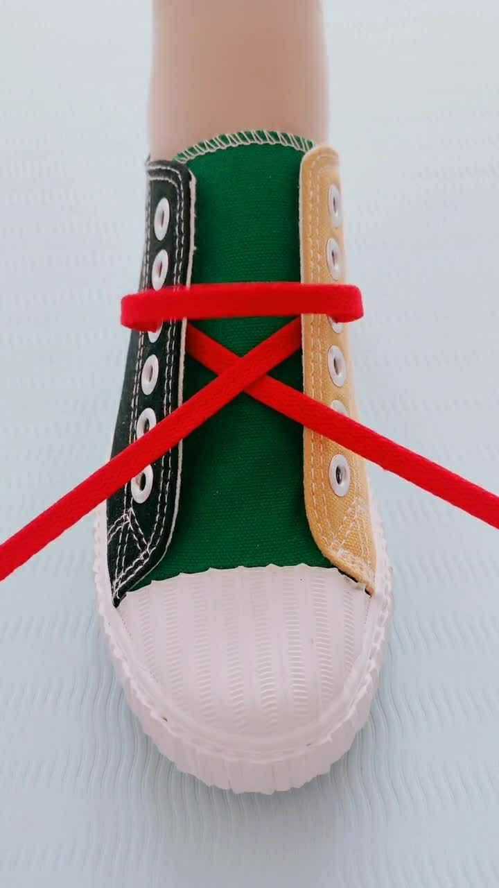 好多人都是五孔的鞋,今天就来分享一个五孔鞋带系法