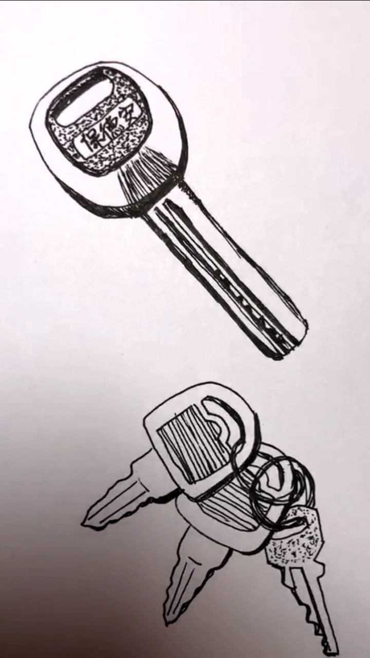 单个钥匙素描图片