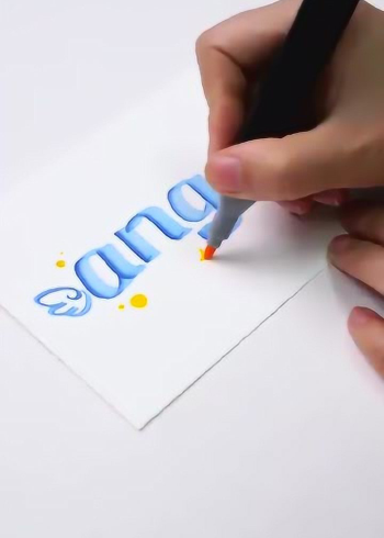 手写英文angel果冻渐变色马克笔字体