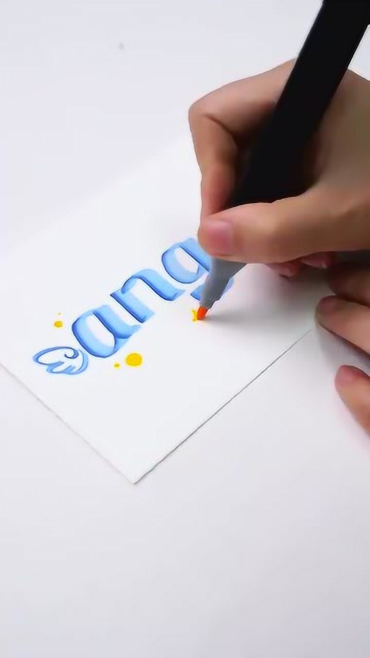 手写英文angel果冻渐变色马克笔字体