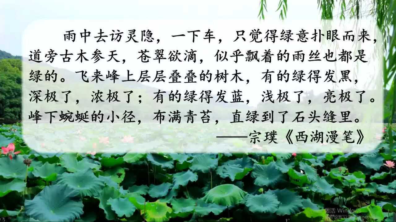 部编版语文四年级下册《绿》教学课例——涞水县第二小学 朱丹