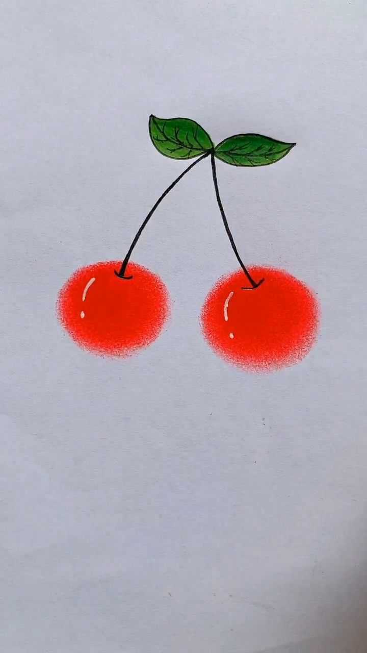 简笔画甜甜的樱桃.