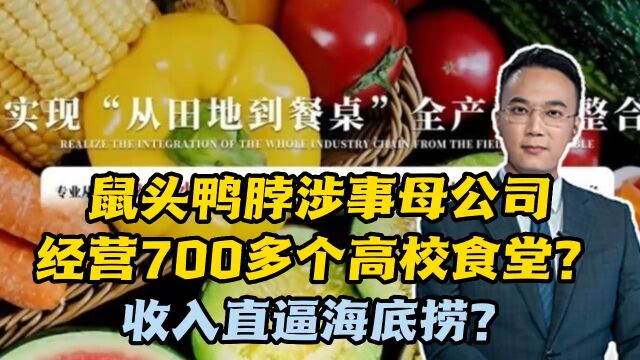 鼠头鸭脖涉事母公司经营700多个高校食堂?收入直逼海底捞?