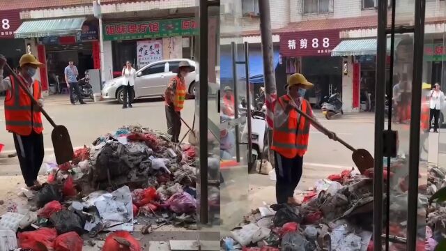 广东雷州一商户未交卫生费门店被环卫工倒垃圾 当地:涉事工人已道歉