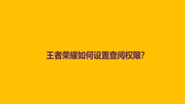 王者荣耀如何设置查阅权限?