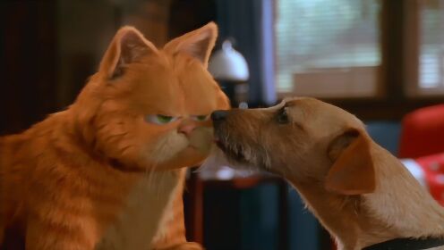 《加菲猫》加菲发现乔恩的车上有只狗,顿时就失落了,大哭自己失宠了!